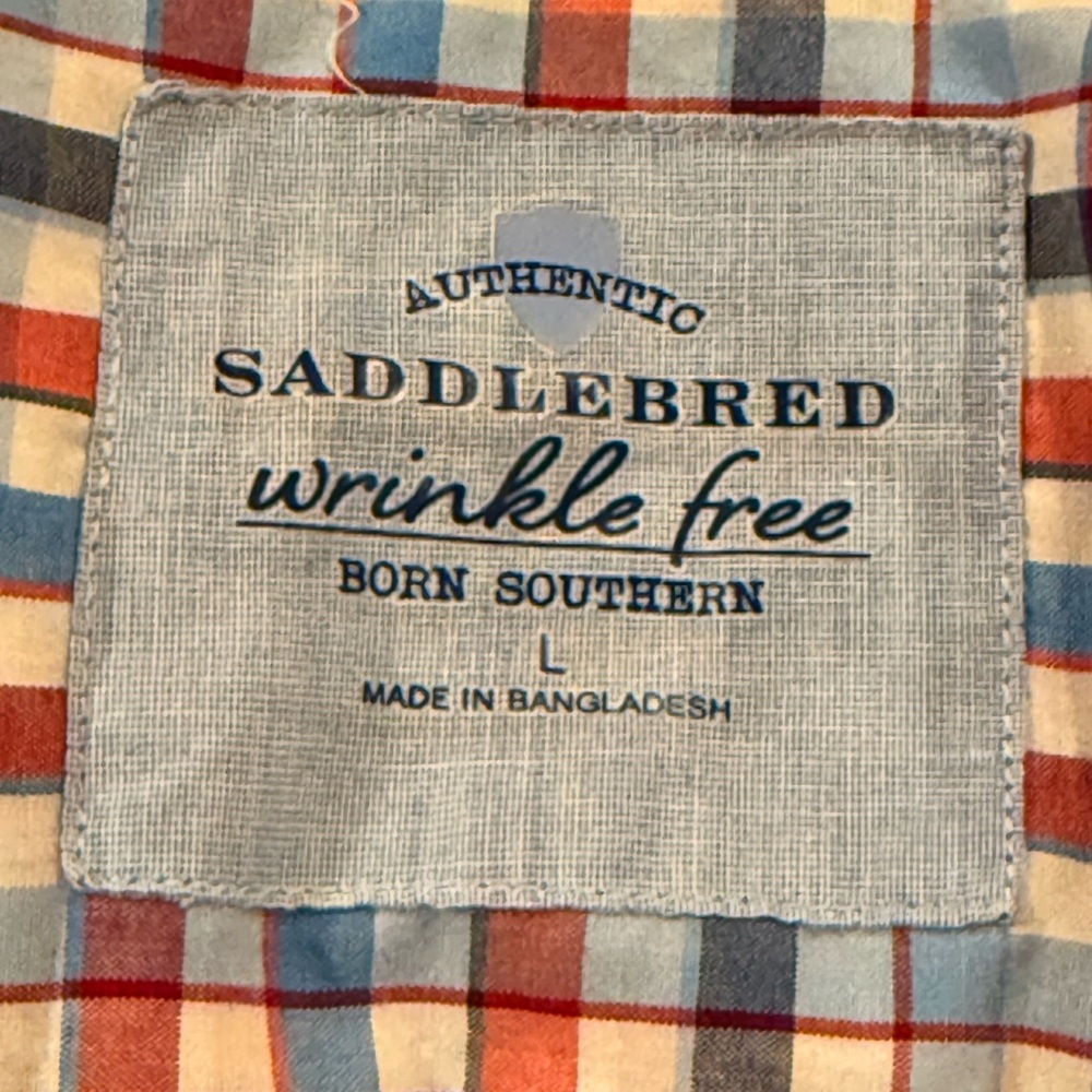 Saddlebred men’s button up short sleeved shirt size large EUC - Picture 2 of 4